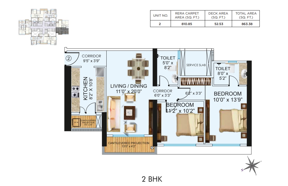 2 BHK with Deck